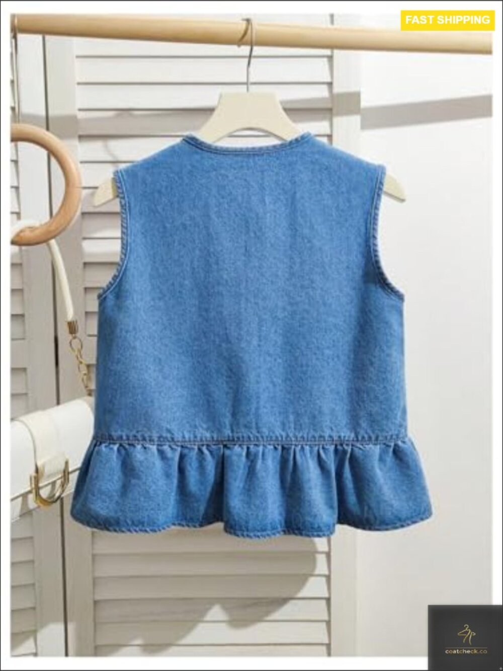 Ruffle Hem Sleeveless Denim Vest Girl's Jean Tank Top Cute Summer - Picture 2 of 6